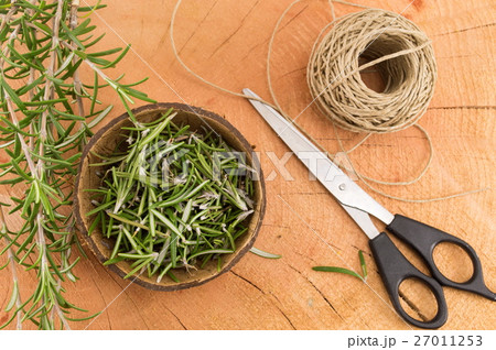 rosemary in a coconut shell 27011253