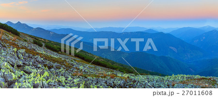 Summer sunrise mountain panorama (Ukraine). 27011608