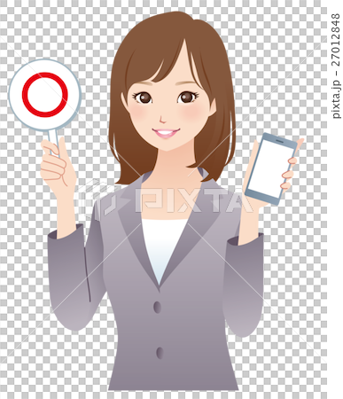 女性　ビジネス　スマホ　まるばつ回答 27012848
