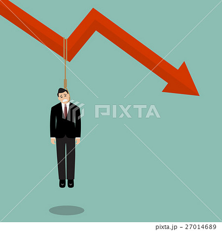 Businessman hang himself on a graph down 27014689
