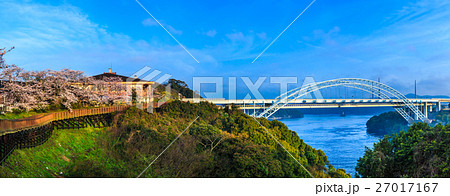 西海橋と桜 針尾送信所を望む パノラマ 西海橋と桜 針尾送信所を望む パノラマ 27017167