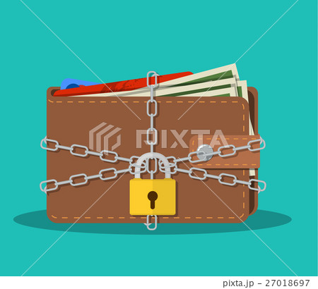 Closed brown leather wallet with dollar cash, Closed brown leather wallet with dollar cash, 27018697