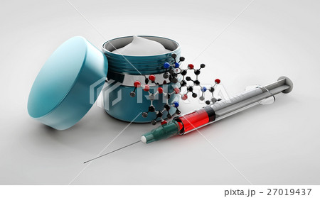 Illustration of hyaluronic acid cream with syringe 27019437