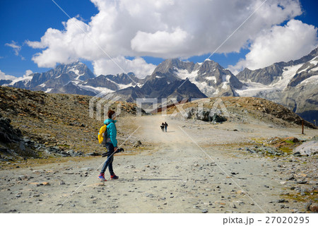 Mountaineer are hiking in summer, Switzerland 27020295