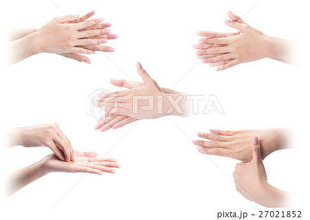 Collage with young beautiful washing hands. 27021852