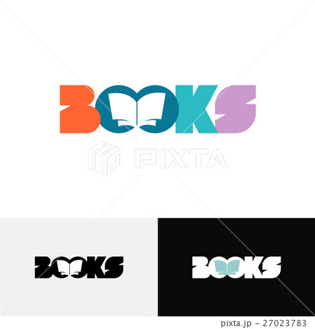 Books word text logo with open book silhouette 27023783