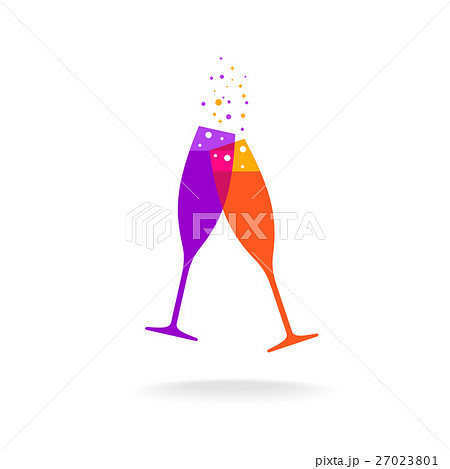 Two champagne color glasses with bubble sparkles 27023801