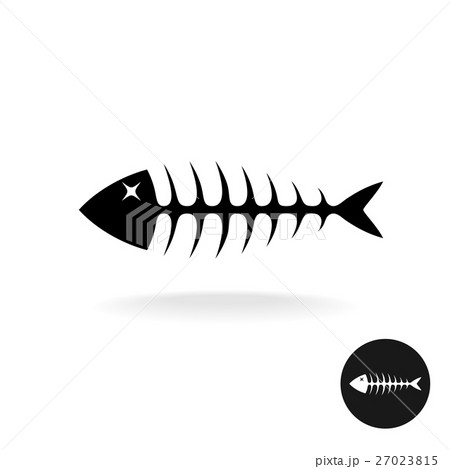 Fish bones simple black flat silhouette logo 27023815