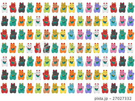 招き猫 イラスト 背景 カラフルのイラスト素材