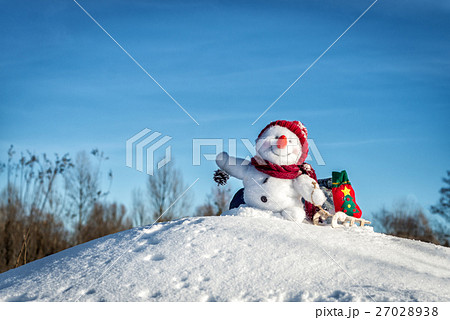 Happy snowman with hat 27028938