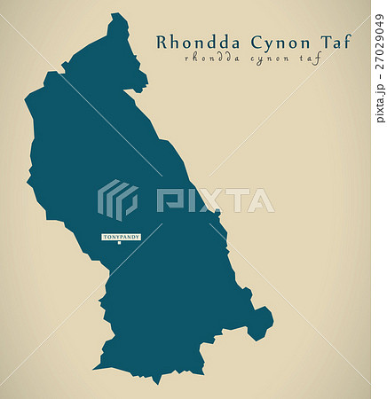Modern Map - Rhondda Cynon Taf Wales UK Modern Map - Rhondda Cynon Taf Wales UK 27029049
