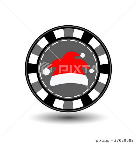 poker chip Christmas new year. Cap Santa Claus red 27029688