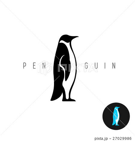 Penguin Black Silhouette Vector Logo のイラスト素材