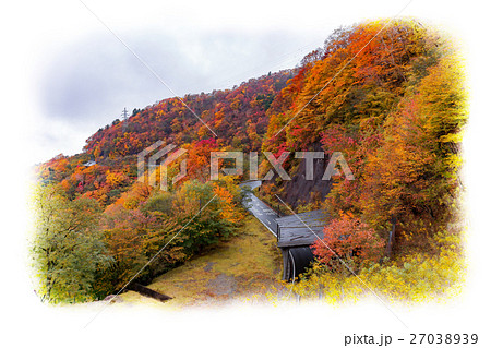 栃木県日光市 いろは坂 10月 イラスト風のイラスト素材