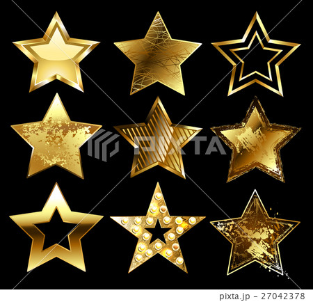 Set of textured gold stars 27042378