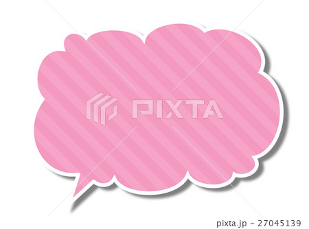 ピンクのストライプのもこもこフキダシのイラスト素材