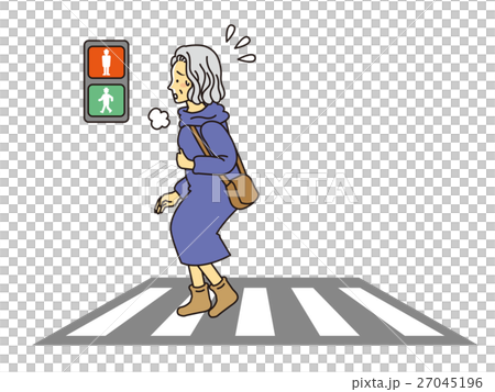 おばあさん横断歩道を渡る 27045196