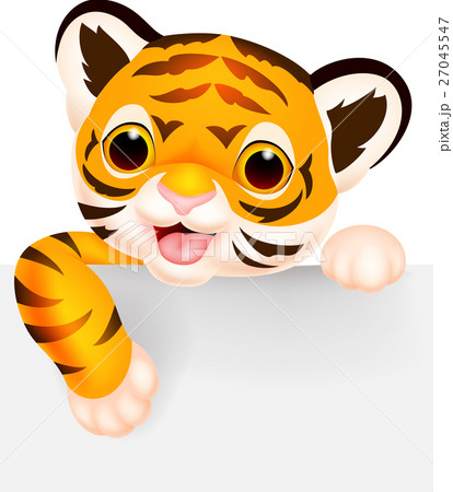 Cute tiger with blank sign Cute tiger with blank sign 27045547