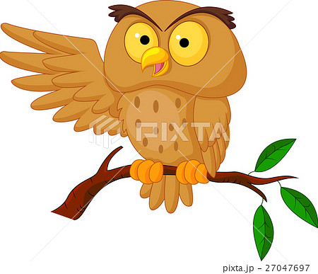 Cute owl cartoon waving Cute owl cartoon waving 27047697