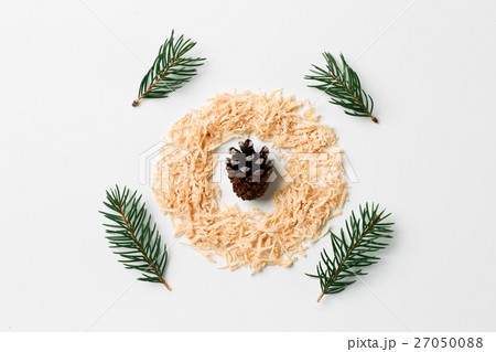 Abstract christmas composition flat lay with cone Abstract christmas composition flat lay with cone 27050088