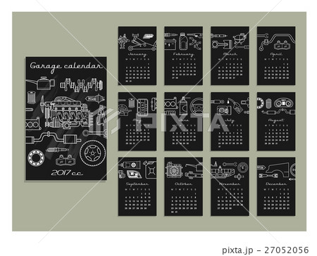 Garage calendar of 2017 Vector Isolatedのイラスト素材 27052056 PIXTA