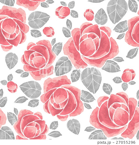 Watercolor roses. Floral seamless pattern 1 27055296