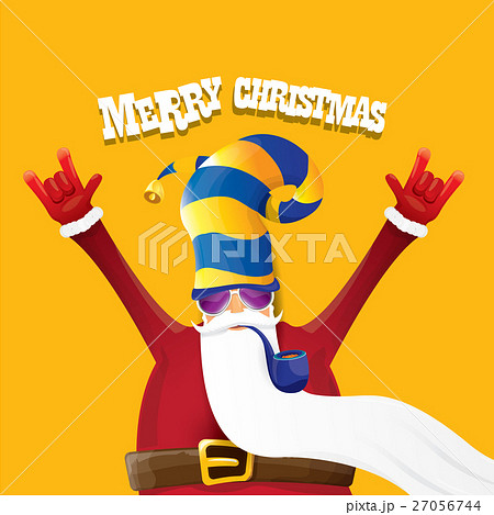 vector biker santa claus with smoking pipe. 27056744