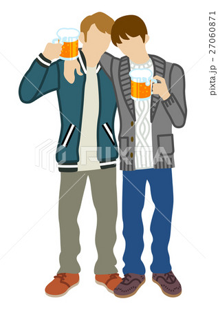 乾杯する若い男性 二人のイラスト素材 27060871 Pixta