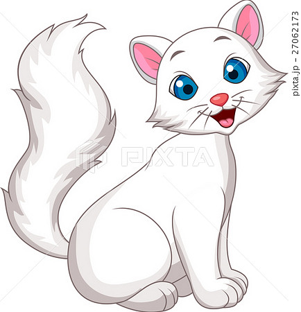 Cute white cat cartoon - Stock Illustration [27062173] - PIXTA
