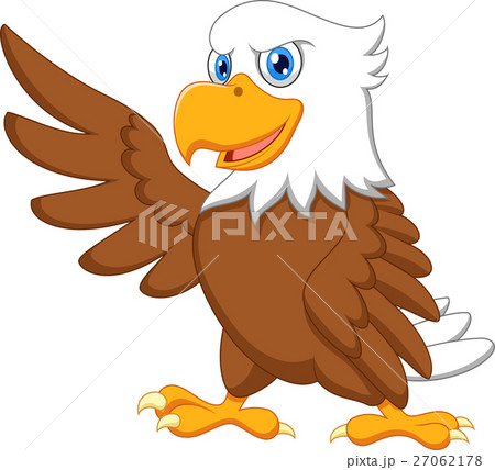 Cute eagle cartoon waving 27062178