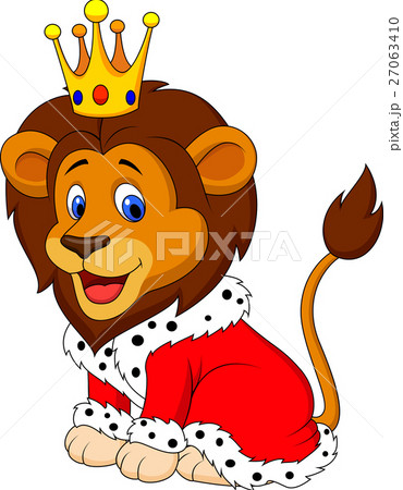 Cartoon lion in king outfit 27063410