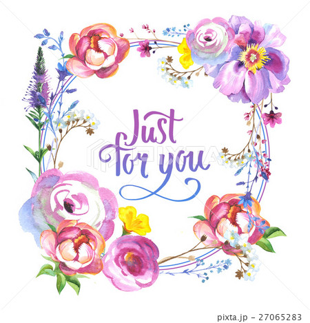 Wildflower rose flower frame in a watercolor style 27065283