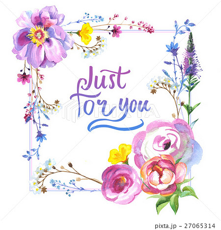 Wildflower rose flower frame in a watercolor style Wildflower rose flower frame in a watercolor style 27065314