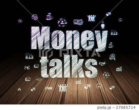 Finance concept: Money Talks in grunge dark room Finance concept: Money Talks in grunge dark room 27065714