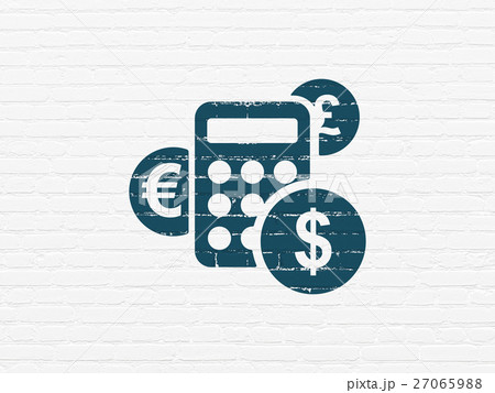 Marketing concept: Calculator on wall background 27065988