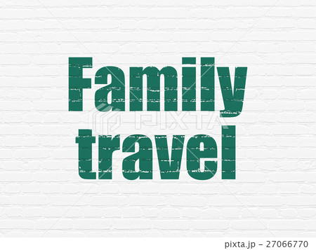 Tourism concept: Family Travel on wall background 27066770