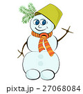 Cheerful snowman with a green bucket on his head 27068084