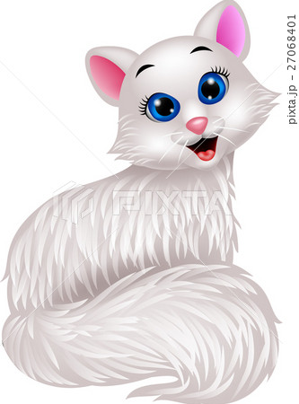 Cute white cat cartoon Cute white cat cartoon 27068401