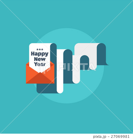 Paper letter with envelope. Flat style. Christmas 27069981