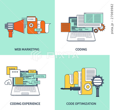 Vector illustration. Flat background. Coding 27069982