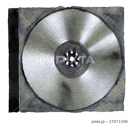 watercolor sketch of DVD or CD disc on a white  watercolor sketch of DVD or CD disc on a white  27071306