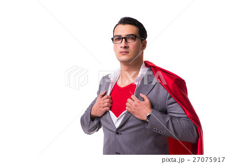 Young businessman wearing red cover on white 27075917