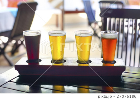 Four sorts of beer. Beer tasting 27076186