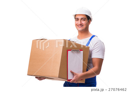 Man delivering box isolated on white Man delivering box isolated on white 27076462
