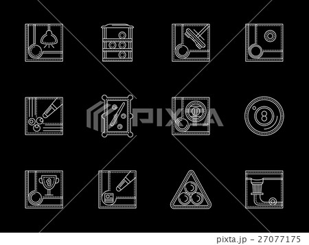 Billiards tournament white flat line vector icons 27077175