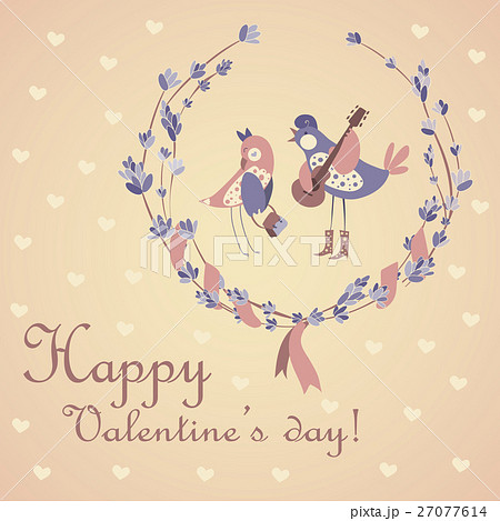 Cute pair of birds celebrating Valentine's Day Cute pair of birds celebrating Valentine's Day 27077614