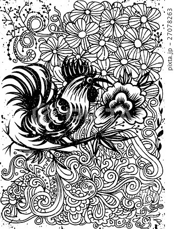 Hand Drawn of Zodiac Sign for Year of Rooste Hand Drawn of Zodiac Sign for Year of Rooste 27078263