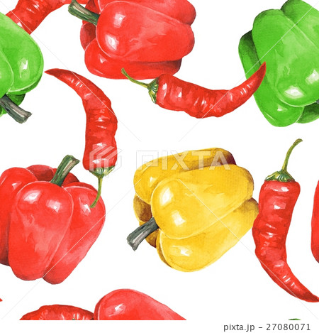 Pepper watercolor. Hand drawn seamless pattern 5 Pepper watercolor. Hand drawn seamless pattern 5 27080071