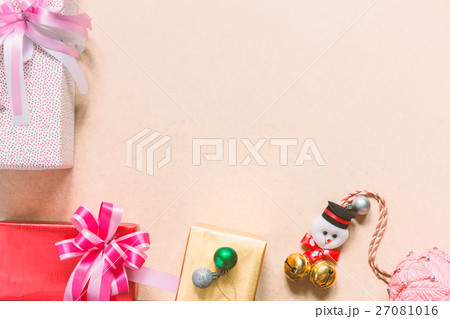 Christmas gift ornaments on wood with copy space. 27081016