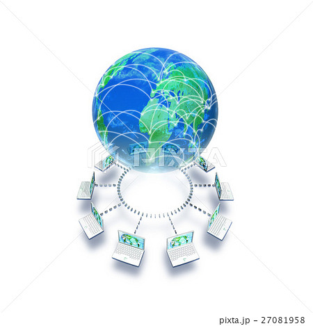 インターネットとパソコンネットワークのイラスト素材